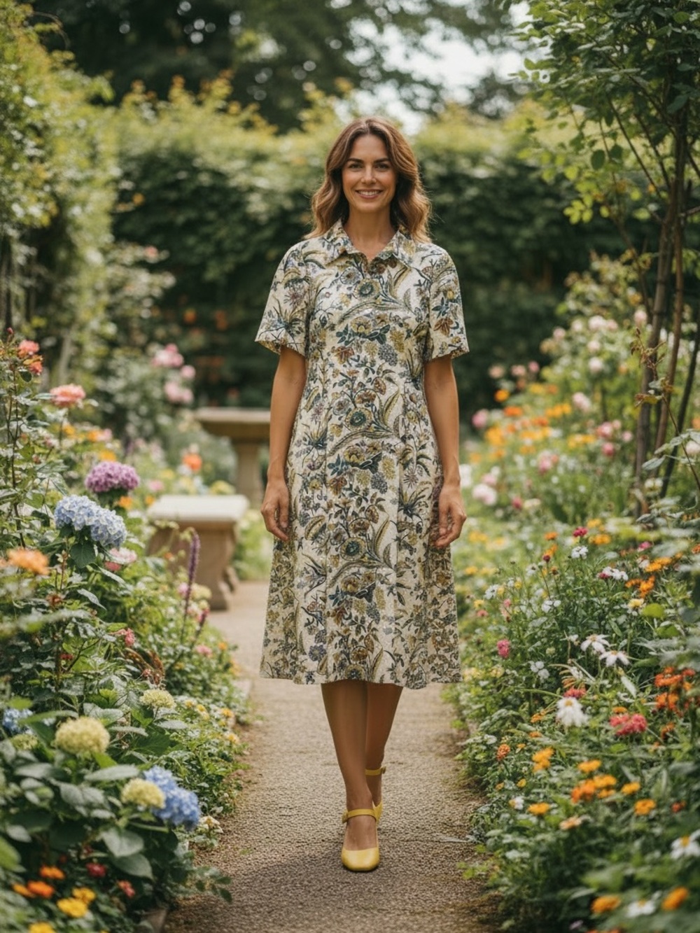Tuckernuck Botanical Garden Cotton Midi Dress | Fully Lined | Size S